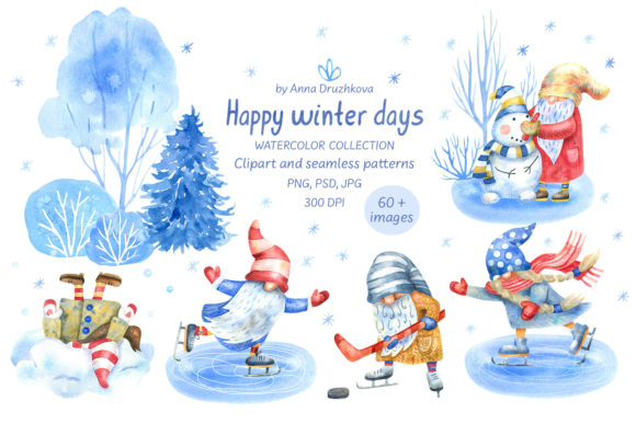 Download Happy Winter Day Watercolor Collection - Collection Collection