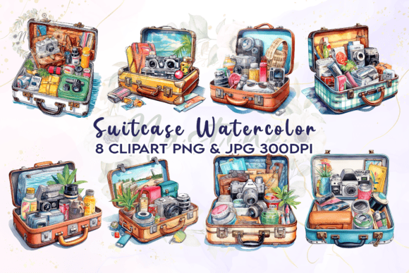 Download Suitcase Watercolor Clipart - Suitcase watercolor Collection