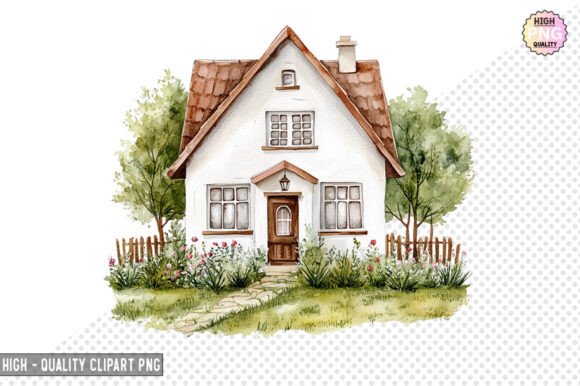 Download Watercolor House Clipart Design – PNG - Watercolor house Collection