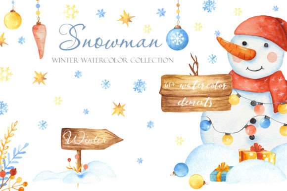 Download Snowman. Winter Watercolor Collection. - Collection Collection