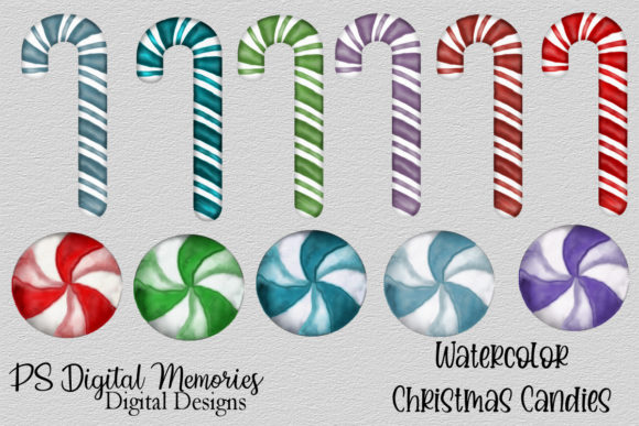 Download Watercolor Christmas Candies - Candies Collection