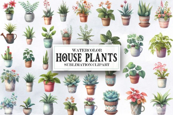 Download Watercolor House Plants Clipart Bundle - Watercolor house Collection
