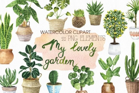Download Watercolor House Plants Clipart. - Watercolor house Collection