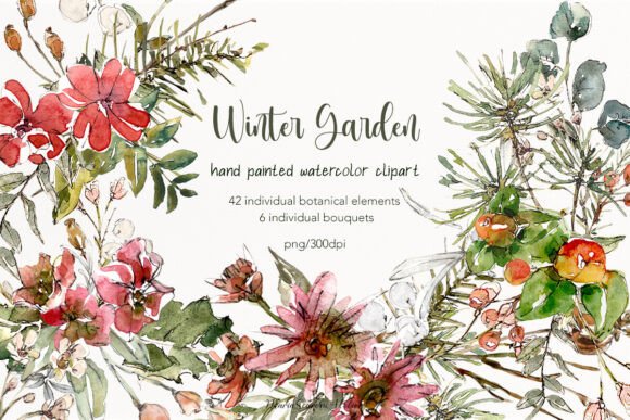 Download Winter Garden Watercolor Collection - Collection Collection