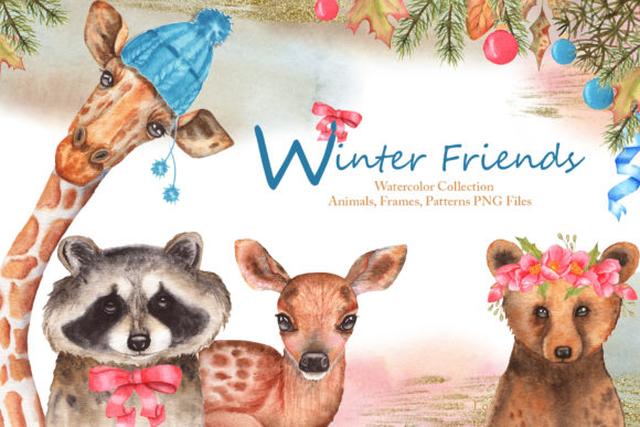 Download Winter Friends Watercolor Collection - Collection Collection