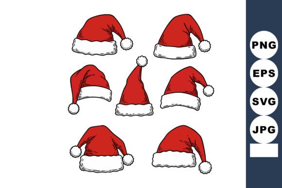 Download Santa Claus Hats Collection in Red and W - Collection Collection