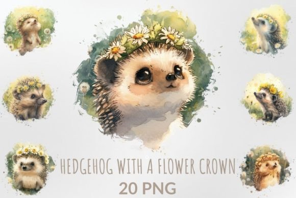 Download Small Hedgehog with a Flower Crown - Flower crown Collection