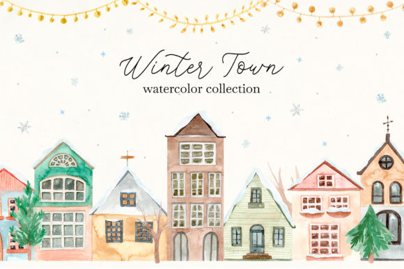 Download Winter Town. Watercolor Collection - Collection Collection