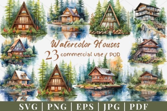 Download 20 Watercolor House Vector, SVG, PNG 960 - Watercolor house Collection